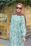 25Y7485 - YEŞİL ÇİCEKLİ - DESENLİ ELBİSE