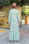25Y7485 - YEŞİL ÇİCEKLİ - DESENLİ ELBİSE
