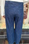 25K4634 - KOYU MAVİ - BELİ LASTİKLİ BOL PAÇA KOT PANTOLON