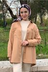26K5070 - LATTE - BALIKSIRTI GABARDİN KOT CEKET 