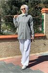 26K5365 - GRİ - PUL İNCİ DETAY GABARDİN CEKET