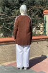 26K5365 - KAHVE - PUL İNCİ DETAY GABARDİN CEKET