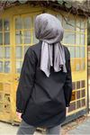 26K5372 - SİYAH - ÖNDEN DÜĞMELİ GABARDİN GÖMLEK CEKET