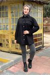 26K5372 - SİYAH - ÖNDEN DÜĞMELİ GABARDİN GÖMLEK CEKET