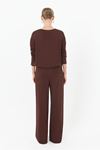 26K4630 - KAHVE- MERSERİZE BOL PAÇA PANTOLON