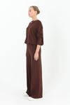 26K4630 - KAHVE- MERSERİZE BOL PAÇA PANTOLON