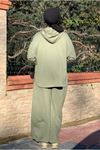 26K2257 - YEŞİL - MODAL KUMAŞ  BOL PAÇA PANTOLONLU İKİLİ TAKIM