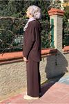 26K2257 - KAHVE - MODAL KUMAŞ  BOL PAÇA PANTOLONLU İKİLİ TAKIM