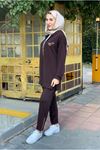 26K2241 - KAHVE - CEKETİ ÇİÇEKLİ MODAL İKİLİ TAKIM