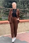 26K2264 - KAHVE - CEKETİ FERMUARLI BASIC TAKIM