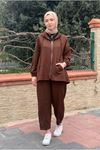 26K2264 - KAHVE - CEKETİ FERMUARLI BASIC TAKIM