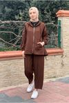 26K2264 - KAHVE - CEKETİ FERMUARLI BASIC TAKIM