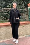 26K2264 - SİYAH  - CEKETİ FERMUARLI BASIC TAKIM