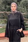 26K2264 - SİYAH  - CEKETİ FERMUARLI BASIC TAKIM