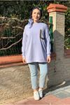 26K4446 - MAVİ - MODAL İŞLEMELİ CEPLİ TUNİK