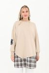 26K4429 - KOYU BEJ - EKOSE DETAYLI SWEAT