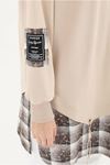 26K4429 - KOYU BEJ - EKOSE DETAYLI SWEAT