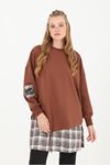 26K4429 - SİYAH - EKOSE DETAYLI SWEAT