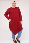 58144 Büyük Beden Hakim Yakalı Mir Tunik - Bordo