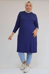 58122 Büyük Beden Basic Çilek Tunik - İndigo