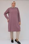 58140 Büyük Beden Basic Mir Tunik - Gül Kurusu