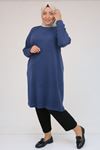 58140 Büyük Beden Basic Mir Tunik - İndigo
