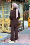 26K2215 - KAHVE - KALIN ÖRME TRİKO TAKIM