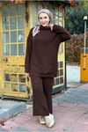 26K2215 - KAHVE - KALIN ÖRME TRİKO TAKIM