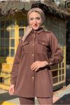 26K2271 - KAHVE  - GOLD DÜĞME SCUBA TAKIM