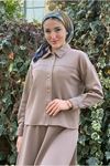 26K2254 - VİZON - ETEK-CEKET SCUBA TAKIM