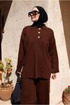 26K3268 - KAHVE - GÖMLEK YAKA TRİKO TAKIM