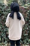 26K4445 - BEJ - ÇİÇEK TAŞ İŞLEMELİ SCUBA SWEAT