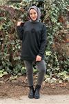26K4445 - SİYAH - ÇİÇEK TAŞ İŞLEMELİ SCUBA SWEAT