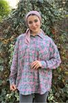 26K4461 - PEMBE - TRİKO DETAYLI EKOSE GÖMLEK