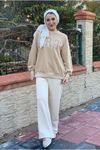 26K4443 - BEJ - ART ÜÇİPLİK SWEAT