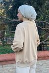 26K4443 - BEJ - ART ÜÇİPLİK SWEAT