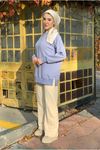 26K4437 - İNDİGO - ÜÇ İPLİK ŞARDONLU BASIC SWEAT