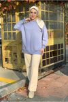 26K4437 - İNDİGO - ÜÇ İPLİK ŞARDONLU BASIC SWEAT