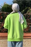 26K4437 - NEON YEŞİL - ÜÇ İPLİK ŞARDONLU BASIC SWEAT