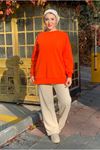 26K4437 - TURUNCU - ÜÇ İPLİK ŞARDONLU BASIC SWEAT