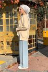 26K4438 - BEJ - ELİ GEÇMELİ ŞARDONLU SWEAT