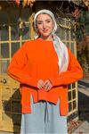 26K4438 - TURUNCU - ELİ GEÇMELİ ŞARDONLU SWEAT