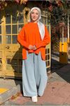 26K4438 - TURUNCU - ELİ GEÇMELİ ŞARDONLU SWEAT