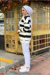 26K4432 - SİYAH - ŞARDONLU ÇİZGİLİ SWEAT 