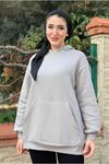 26K4433 - KOYU GRİ - KANGURU CEP ÜÇİPLİK SWEAT