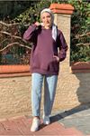 26K4433 - MOR - KANGURU CEP ÜÇİPLİK SWEAT
