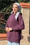 26K4433 - MOR - KANGURU CEP ÜÇİPLİK SWEAT