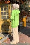 26K4433 - NEON YEŞİL- KANGURU CEP ÜÇİPLİK SWEAT