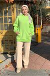 26K4433 - NEON YEŞİL- KANGURU CEP ÜÇİPLİK SWEAT