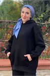 26K4433 - SİYAH - KANGURU CEP ÜÇİPLİK SWEAT